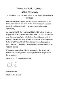 Notice of vacancy